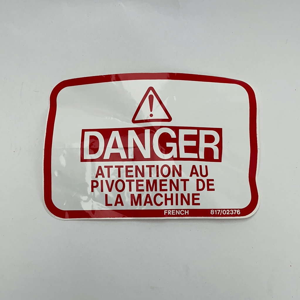 OLD STOCK DANGER LABEL - FRENCH JCB Part No. 817/02376 MINI DIGGER Vicary Plant Spares